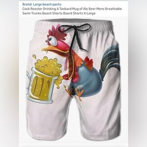 Rooster Drinking A Tankard Mug of Ale Beer Mens Swim Trunks